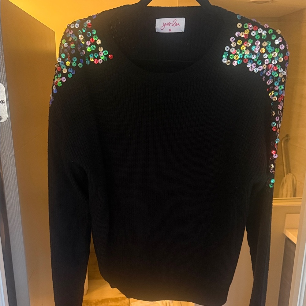 Sophie Rue Black Sweater with Colorful Sequins